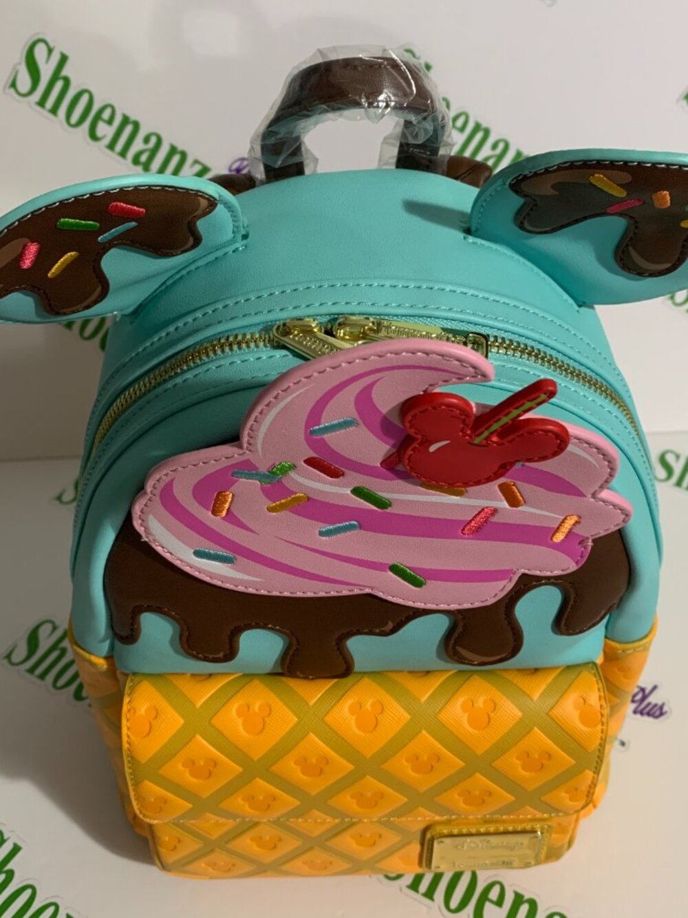 Loungefly Mini Backpack Disney Mickey Minnie Ears Sweets Ice Cream Sundae Bag - Picture 2 of 8